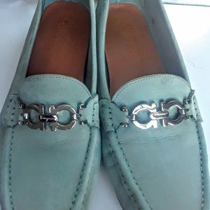 Light aqua Ferragamo driving loafers size 8.5B